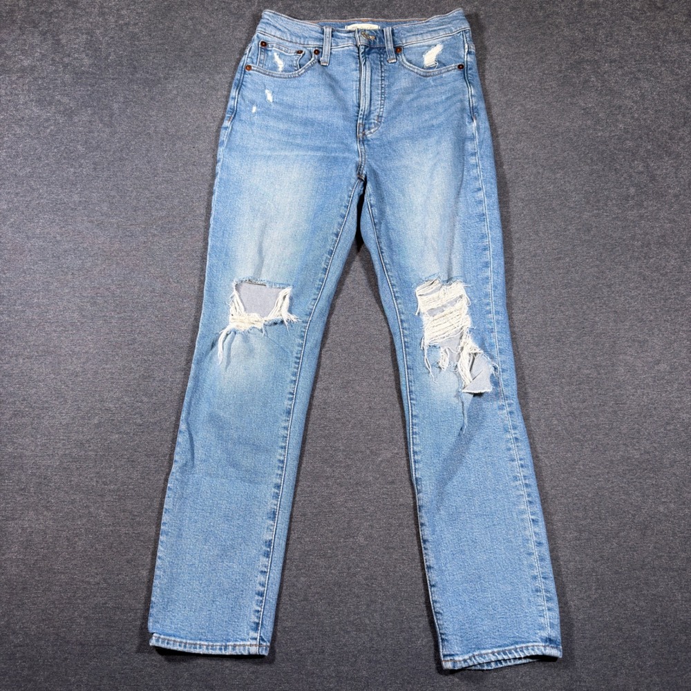 Madewell The Perfect Vintage Jean Women 25 Blue Distressed High Rise Straight